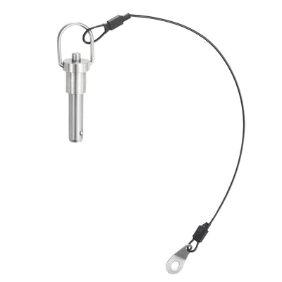 Harfington Uxcell Ball Locking Pins with Button Handle, 8mm Pin Dia. 25mm Usage Length Push-Button Quick Release Pin with Lanyard Cable, 304 Stainless Steel