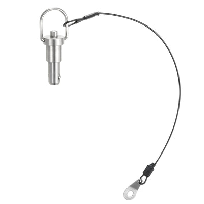 Harfington Uxcell Ball Locking Pins with Button Handle, 10mm Pin Dia. 10mm Usage Length Push-Button Quick Release Pin with Lanyard Cable, 304 Stainless Steel