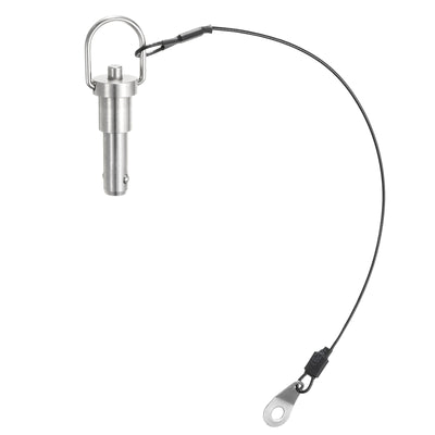 Harfington Uxcell Ball Locking Pins with Button Handle, 10mm Pin Dia. 15mm Usage Length Push-Button Quick Release Pin with Lanyard Cable, 304 Stainless Steel