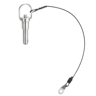 Harfington Uxcell Ball Locking Pins with Button Handle, 10mm Pin Dia. 20mm Usage Length Push-Button Quick Release Pin with Lanyard Cable, 304 Stainless Steel