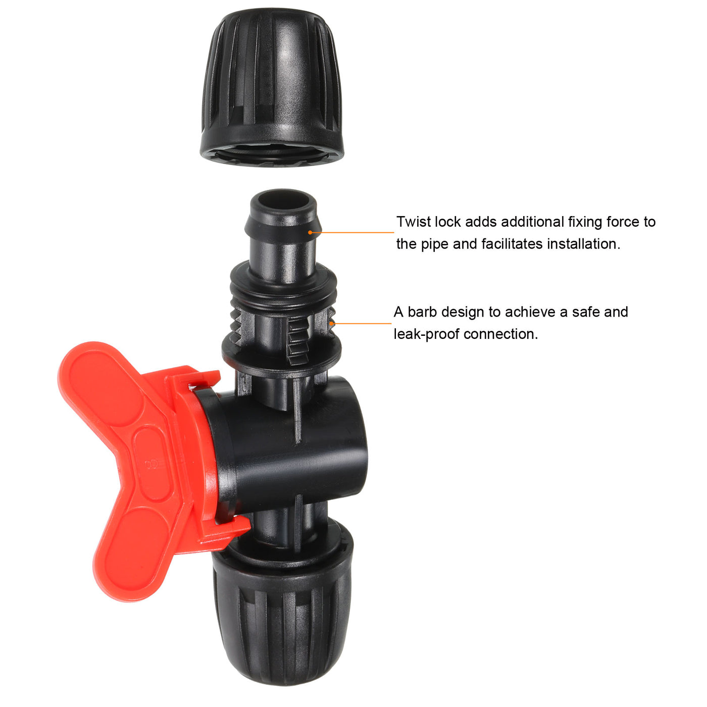 uxcell Uxcell 4Pcs Drip Irrigation Fittings Barbed Switch Valves for 1/2 Inch Tubing(16mm OD)