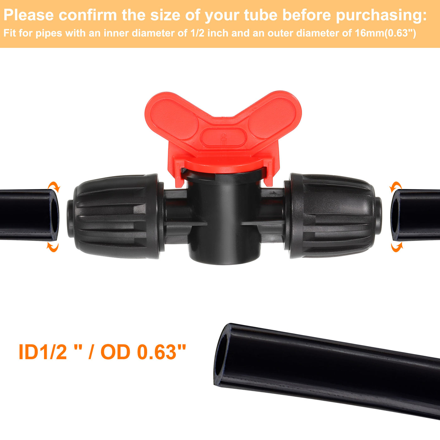 uxcell Uxcell 4Pcs Drip Irrigation Fittings Barbed Switch Valves for 1/2 Inch Tubing(16mm OD)