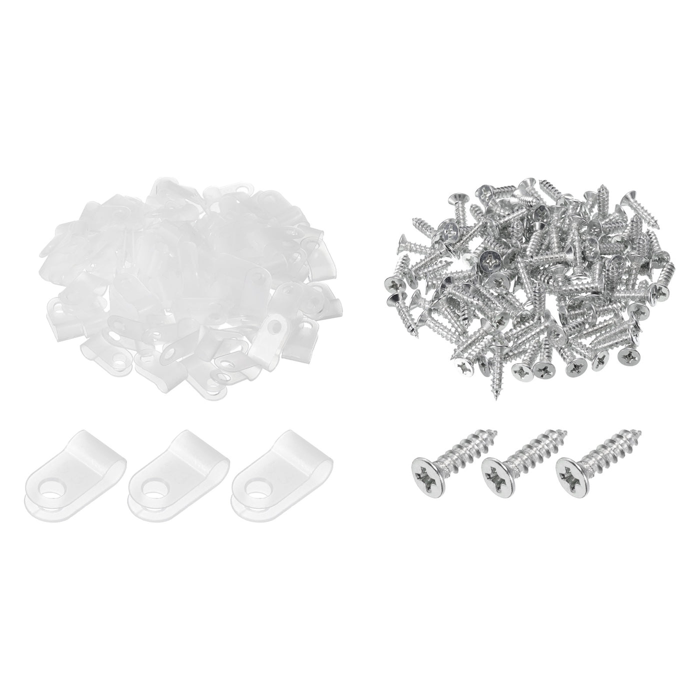 Harfington R-Type Cable Clip Wire Clamp, 5.3mm 0.21 Inch Nylon Clips White 200Pcs