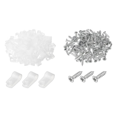 Harfington R-Type Cable Clip Wire Clamp, 8.4mm 0.33 Inch Nylon Clips White 200Pcs