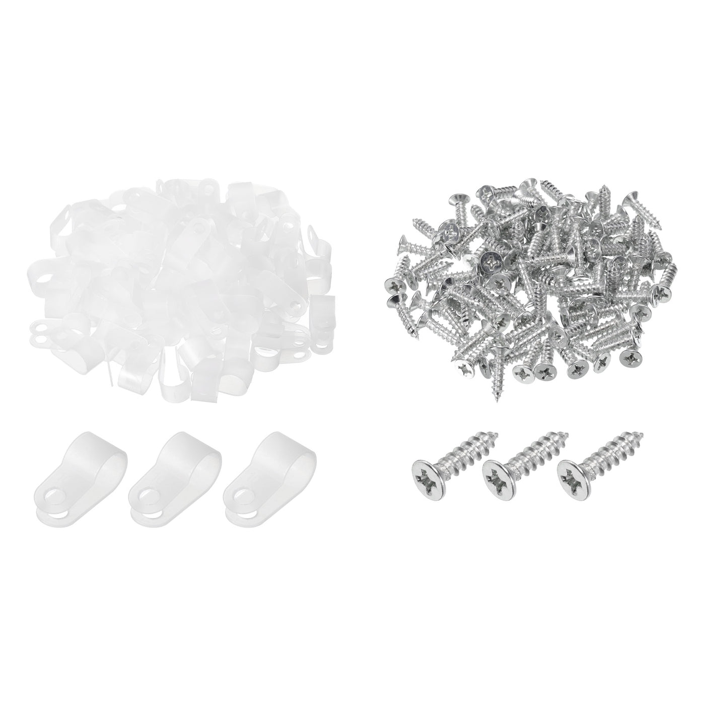Harfington R-Type Cable Clip Wire Clamp, 10.4mm 0.41 Inch Nylon Clips White 200Pcs