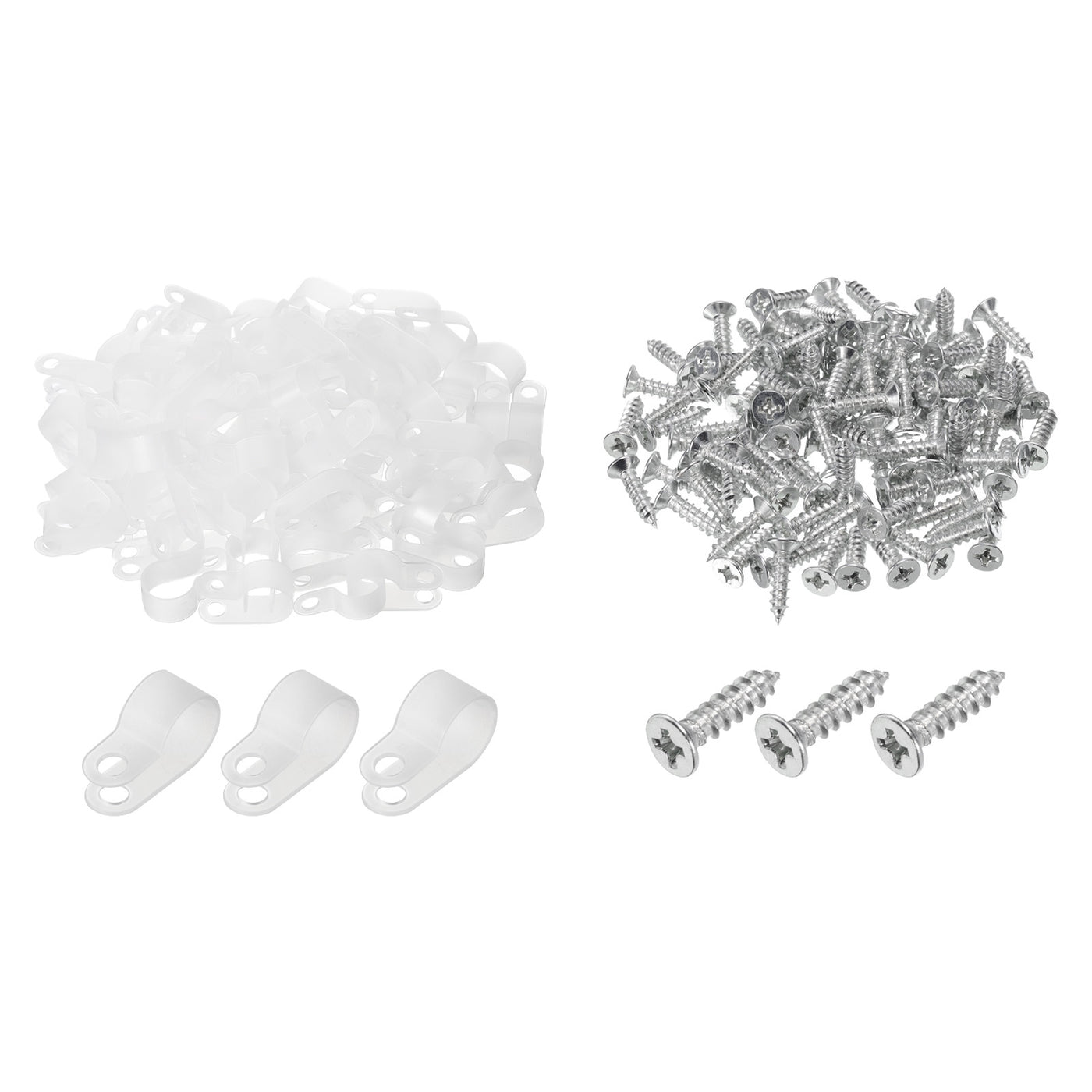 Harfington R-Type Cable Clip Wire Clamp, 13.2mm 0.52 Inch Nylon Clips White 200Pcs