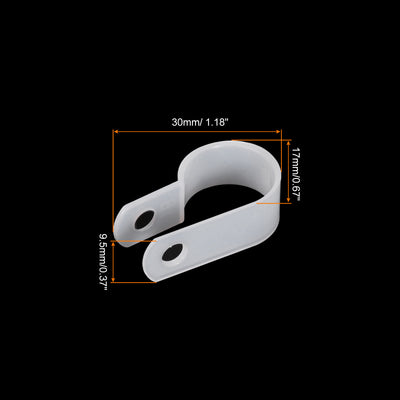 Harfington R-Type Cable Clip Wire Clamp, 16mm 0.63 Inch Nylon Clips White 200Pcs