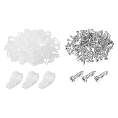 Harfington R-Type Cable Clip Wire Clamp, 19mm 0.75 Inch Nylon Clips White 200Pcs