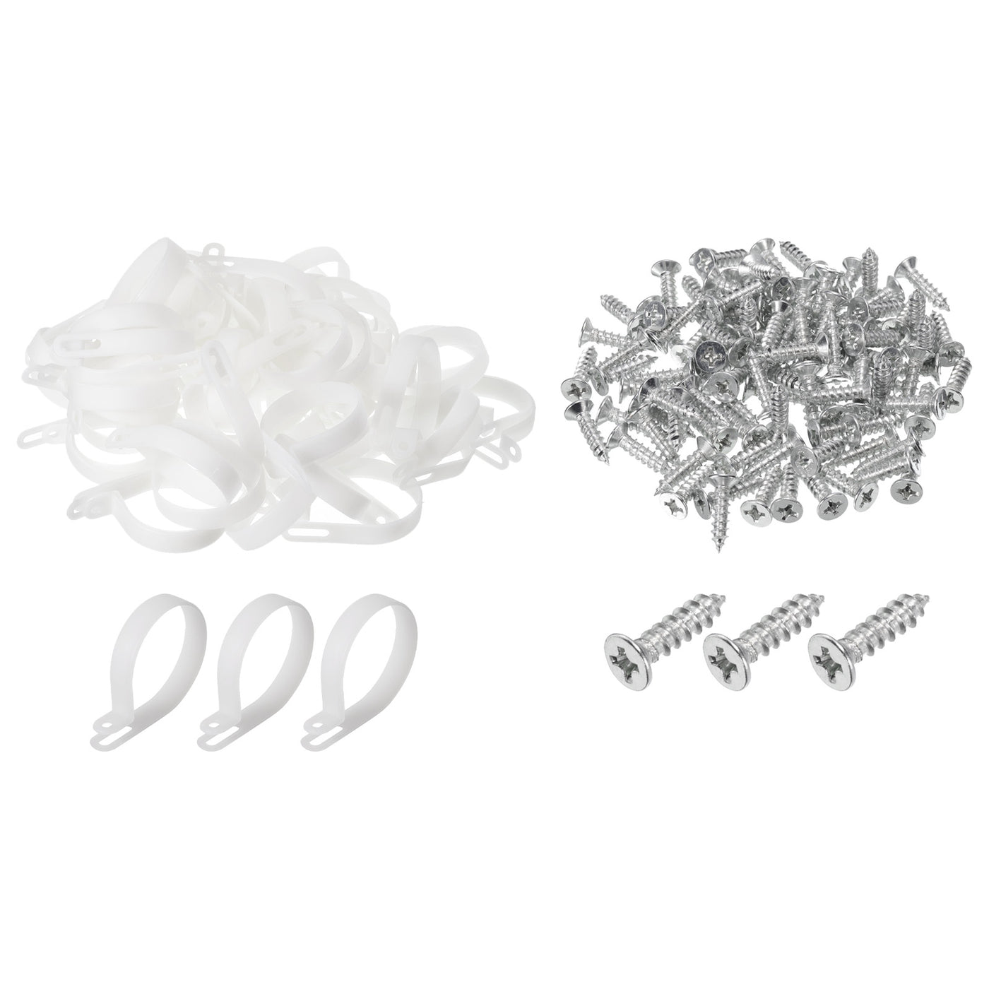 Harfington R-Type Cable Clip Wire Clamp, 50mm 1.97 Inch Nylon Clips White 100Pcs