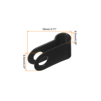 Harfington R-Type Cable Clip Wire Clamp, 5.3mm 0.21 Inch Nylon Clips Black 200Pcs