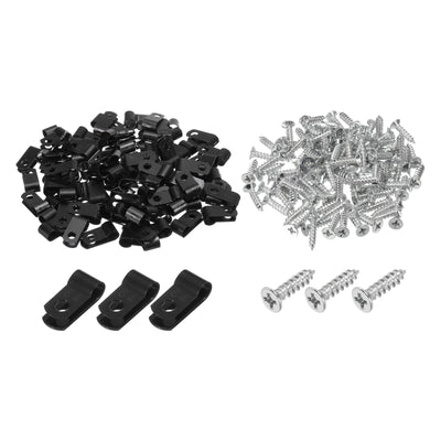 Harfington R-Type Cable Clip Wire Clamp, 6.4mm 0.25 Inch Nylon Clips Black 200Pcs