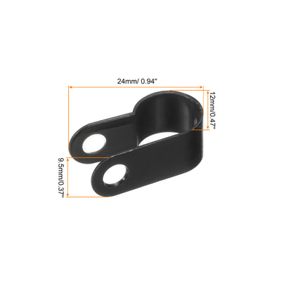 Harfington R-Type Cable Clip Wire Clamp, 10.4mm 0.41 Inch Nylon Clips Black 200Pcs