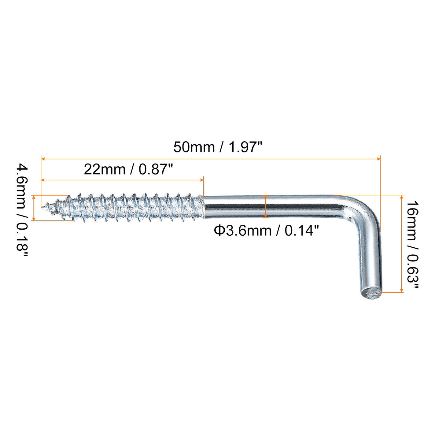 uxcell Uxcell 50mm/1.97" Deckenhaken Becher Haken Fein Karbonstahl Schraubaufhänger für Innen und Außen 24Stk