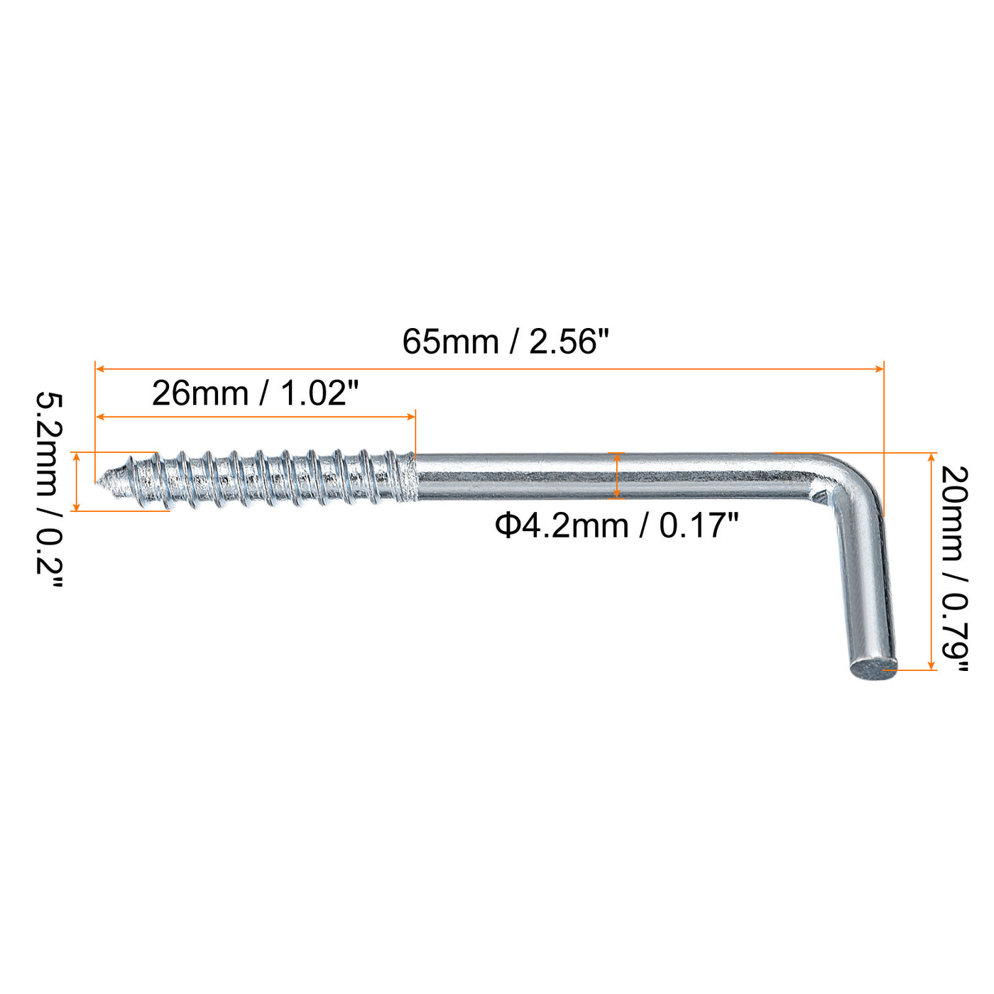 uxcell Uxcell 65mm/2.56" Deckenhaken Becher Haken Fein Karbonstahl Schraubaufhänger für Innen und Außen 12Stk