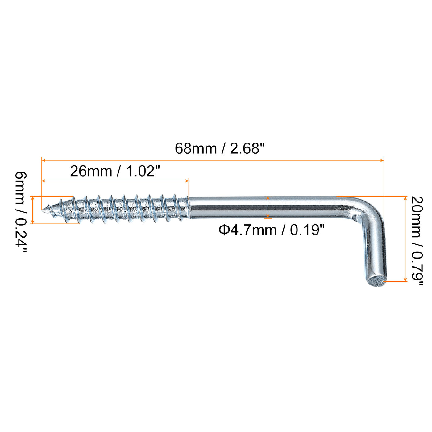 uxcell Uxcell 68mm/2.68" Ceiling Hooks Cup Hook Screw-in Hanger for Indoor and Outdoor 24pcs