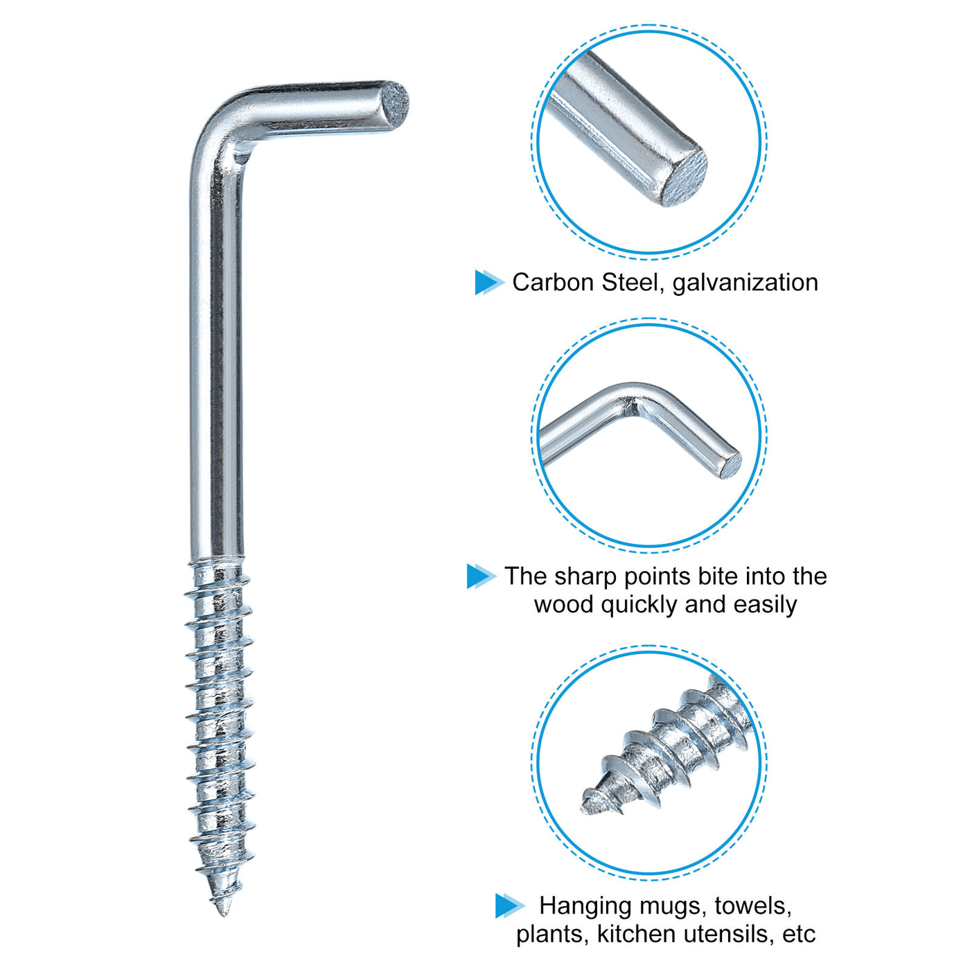 uxcell Uxcell 68mm/2.68" Ceiling Hooks Cup Hook Screw-in Hanger for Indoor and Outdoor 24pcs