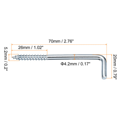 Harfington Uxcell 70mm/2.76" Deckenhaken Becher Haken Fein Karbonstahl Schraubaufhänger für Innen und Außen 12Stk