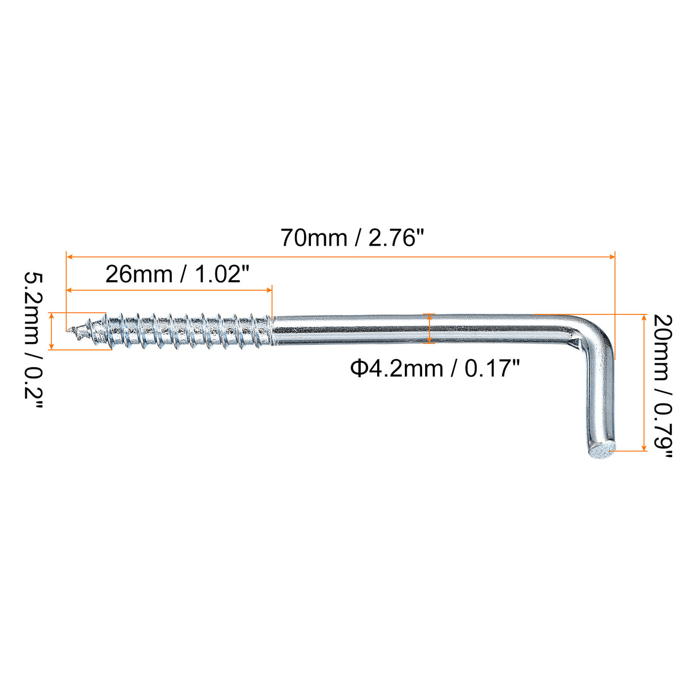 uxcell Uxcell 70mm/2.76" Deckenhaken Becher Haken Fein Karbonstahl Schraubaufhänger für Innen und Außen 24Stk