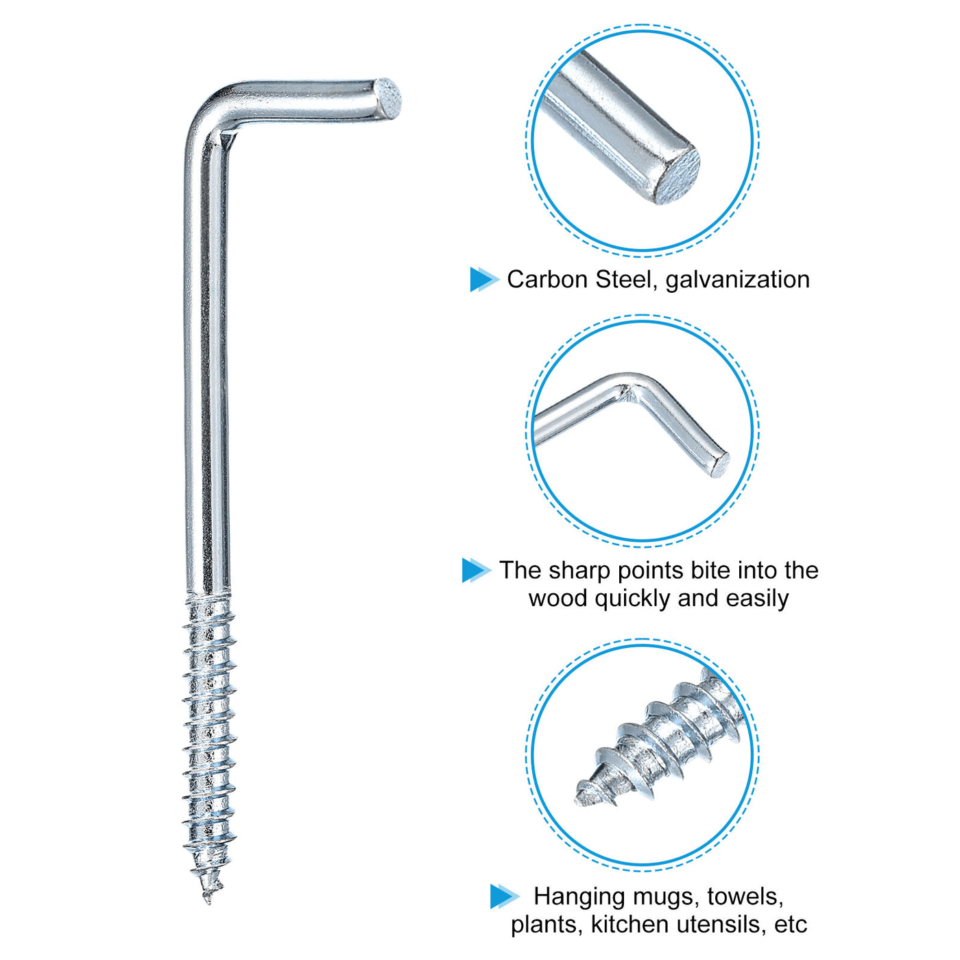 uxcell Uxcell 70mm/2.76" Ceiling Hooks Cup Hook Screw-in Hanger for Indoor and Outdoor 24pcs