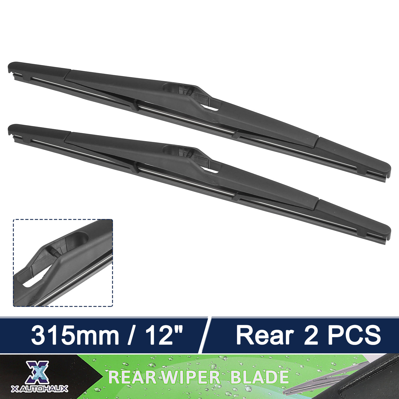 X AUTOHAUX 2pcs Rear Windshield Wiper Blade Replacement for Ford Fiesta MK6 2008-2016 for Peugeot 308 SW II 2014-2020 for Saab 9-3 Estate 2005-2012