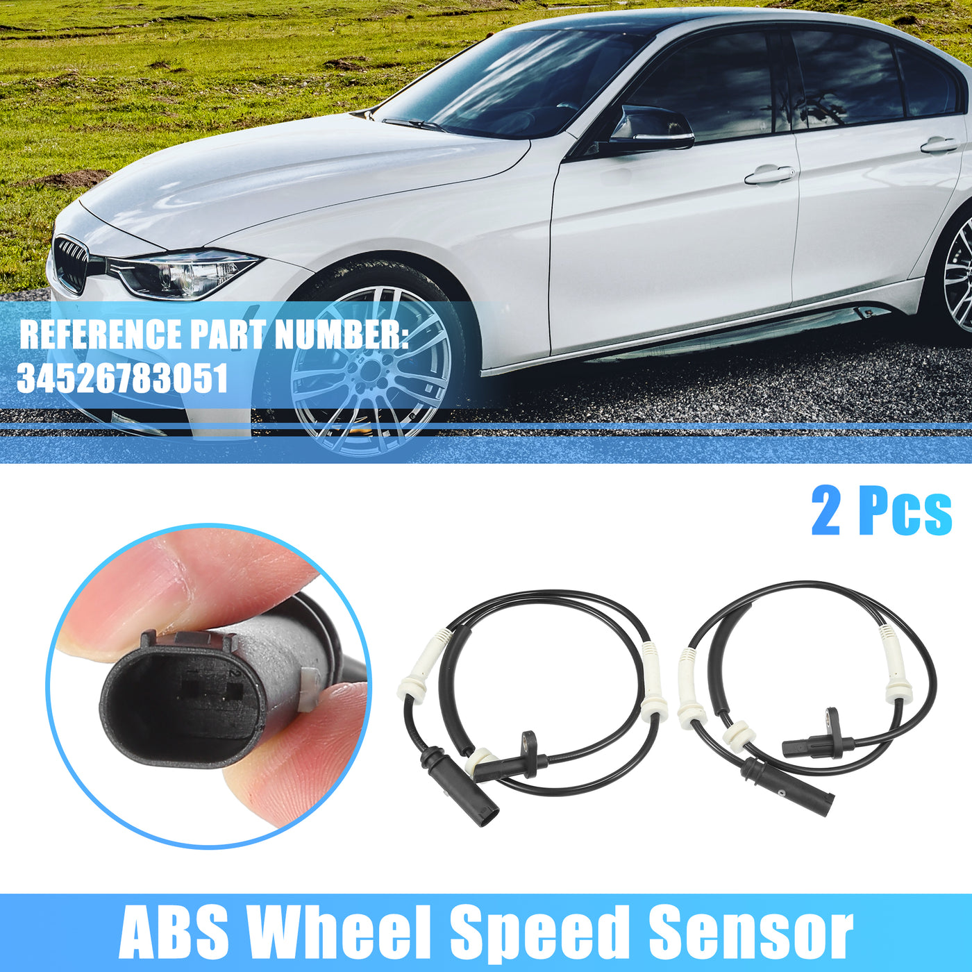 uxcell Uxcell Front Left and Right ABS Wheel Speed Sensor for BMW 228i 230i 320i 328d 328i 428i 430i 435i xDrive GT 330i 340i No.34526783051 2Pcs