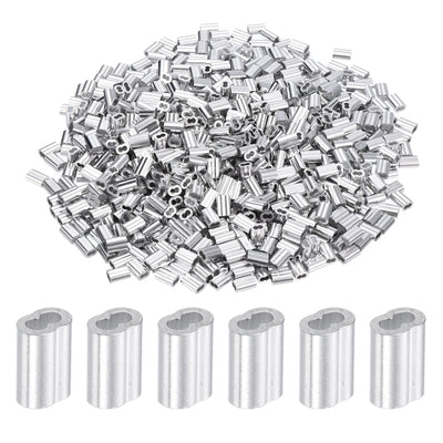 uxcell Uxcell 1/16" 1.5mm Aluminum Crimping Loop Sleeve Double Ferrule, Silver 800pcs