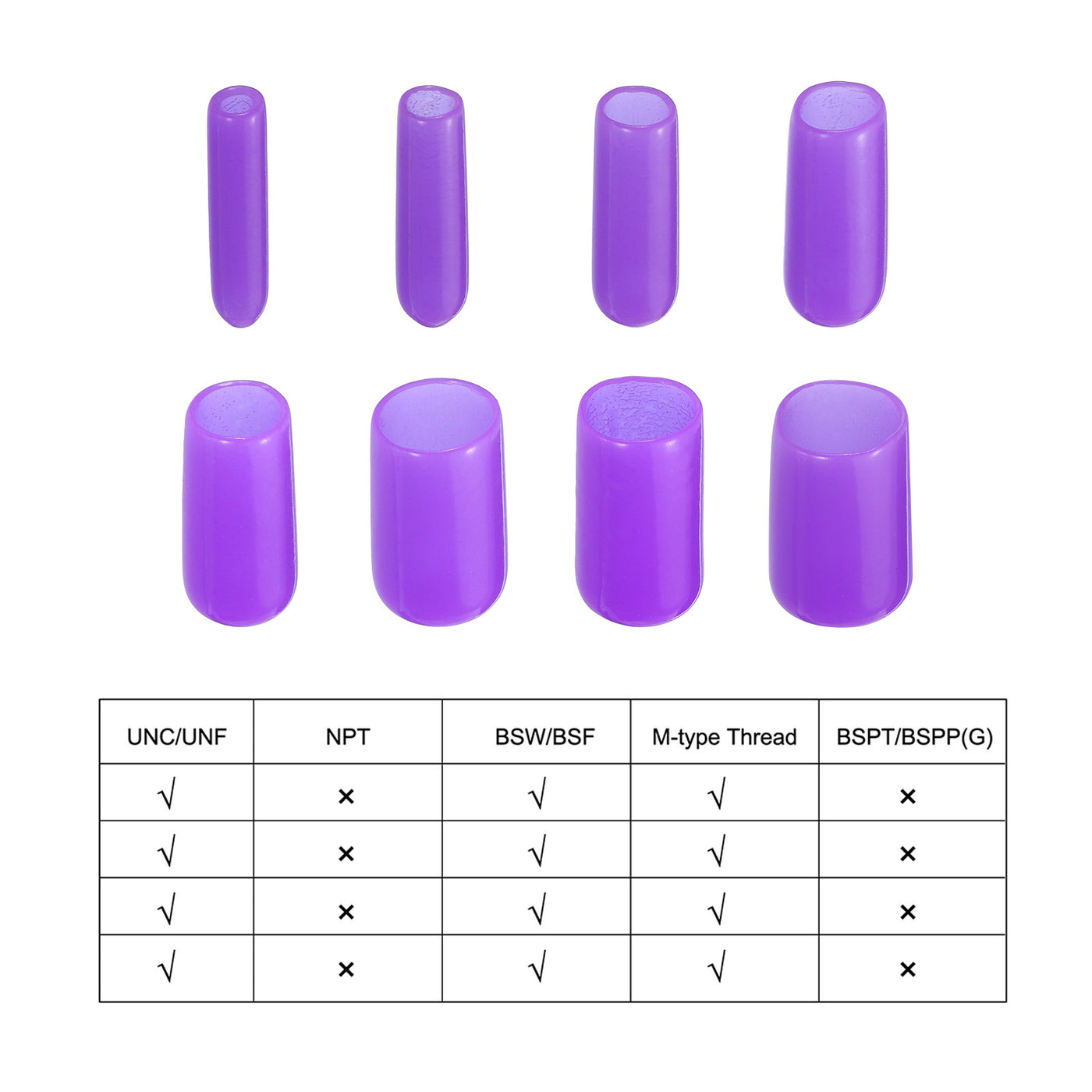 uxcell Uxcell 50pcs Rubber End Caps 8mm ID Vinyl Round Tube Bolt Cap Cover Screw Thread Protectors Purple