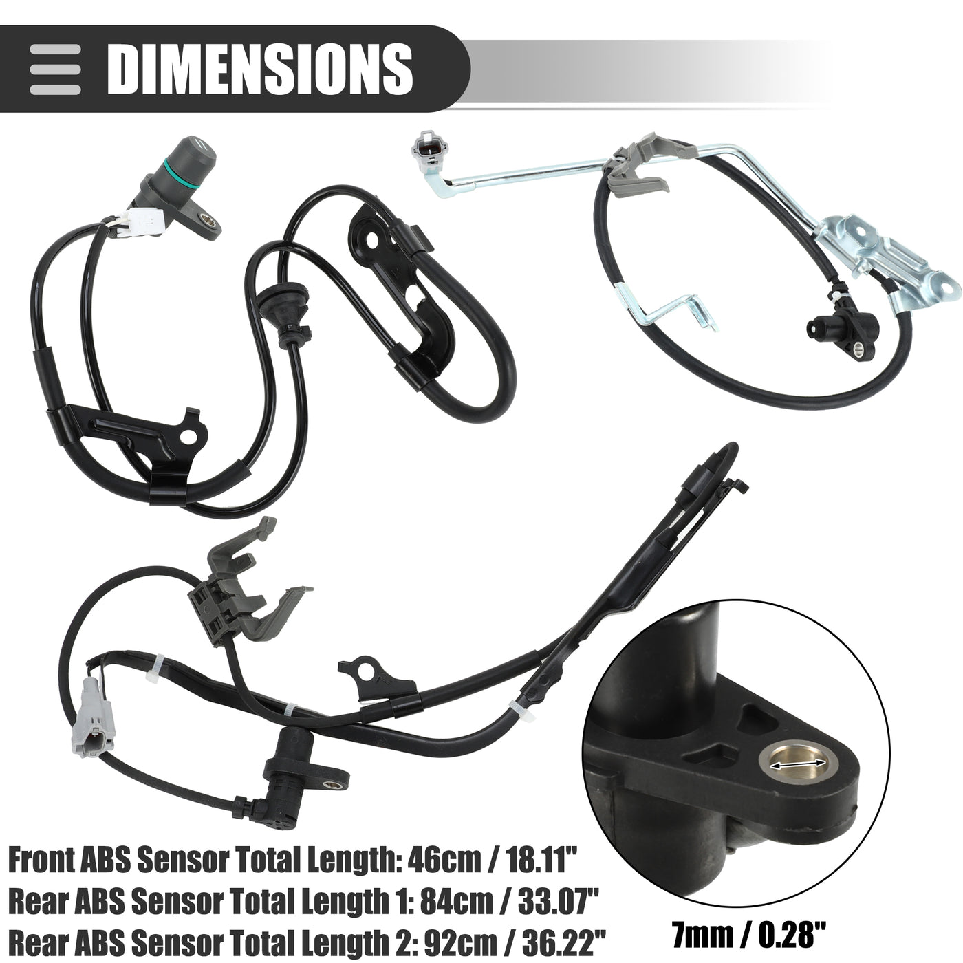 Motoforti Front Rear Left Right ABS Sensor Wheel Speed Sensor, for Toyota Camry 1997-2001, Metal, No.8954333030/8954233030/8954532030/8954632030, Black, 4pcs