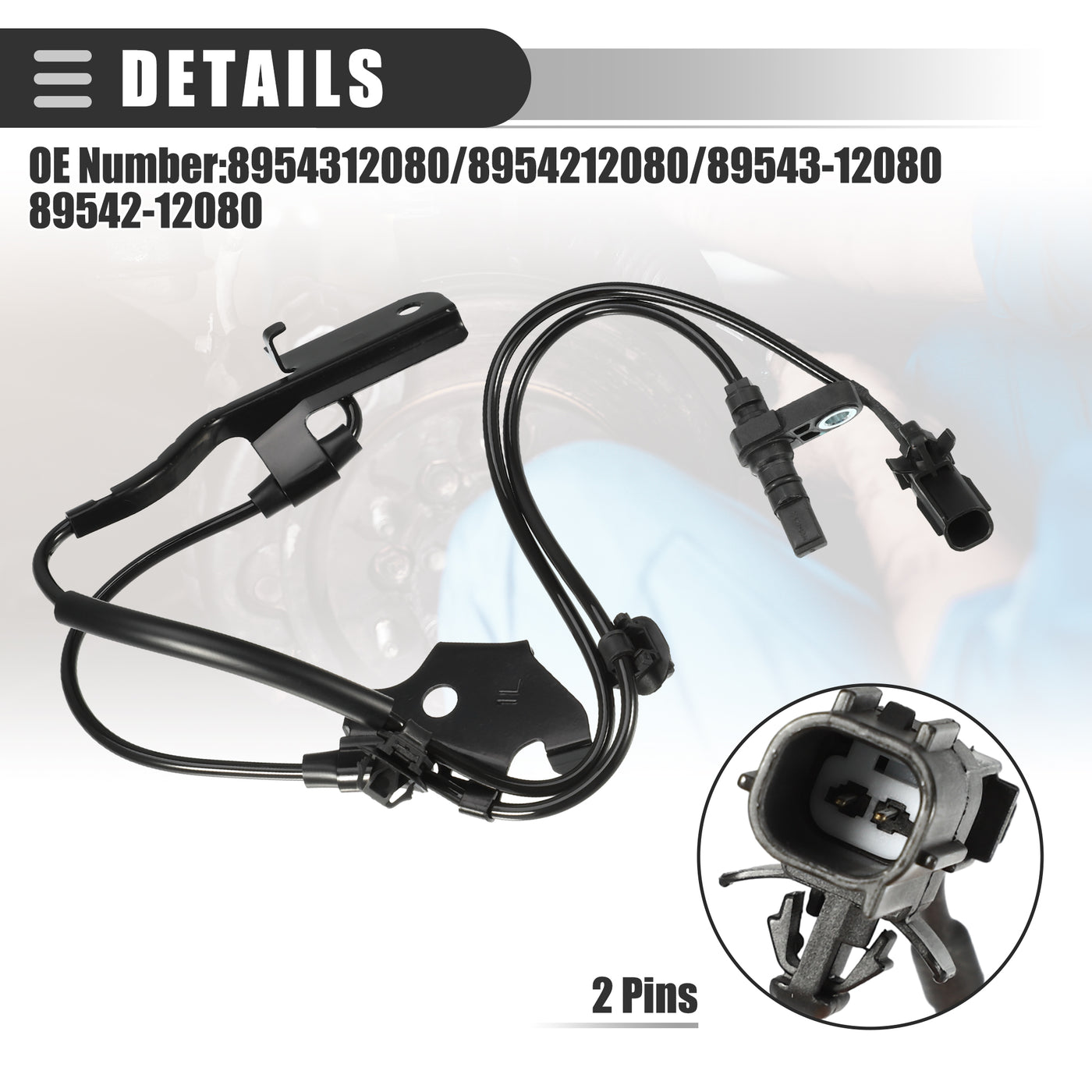 Motoforti Front Left Right ABS Sensor Wheel Speed Sensor, for Toyota Prius V 2012-2017, Metal, No.8954312080/8954212080/89543-12080/89542-12080, Black, 2pcs