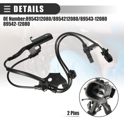 Harfington Front Left Right ABS Sensor Wheel Speed Sensor, for Toyota Prius V 2012-2017, Metal, No.8954312080/8954212080/89543-12080/89542-12080, Black, 2pcs