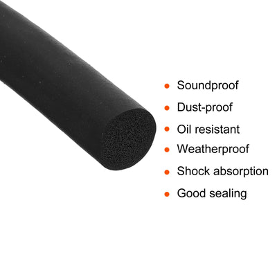 Harfington Uxcell Foam Rubber Weather Seal Strip, 7mm Diameter 3.5 Meters Long for DIY Gasket