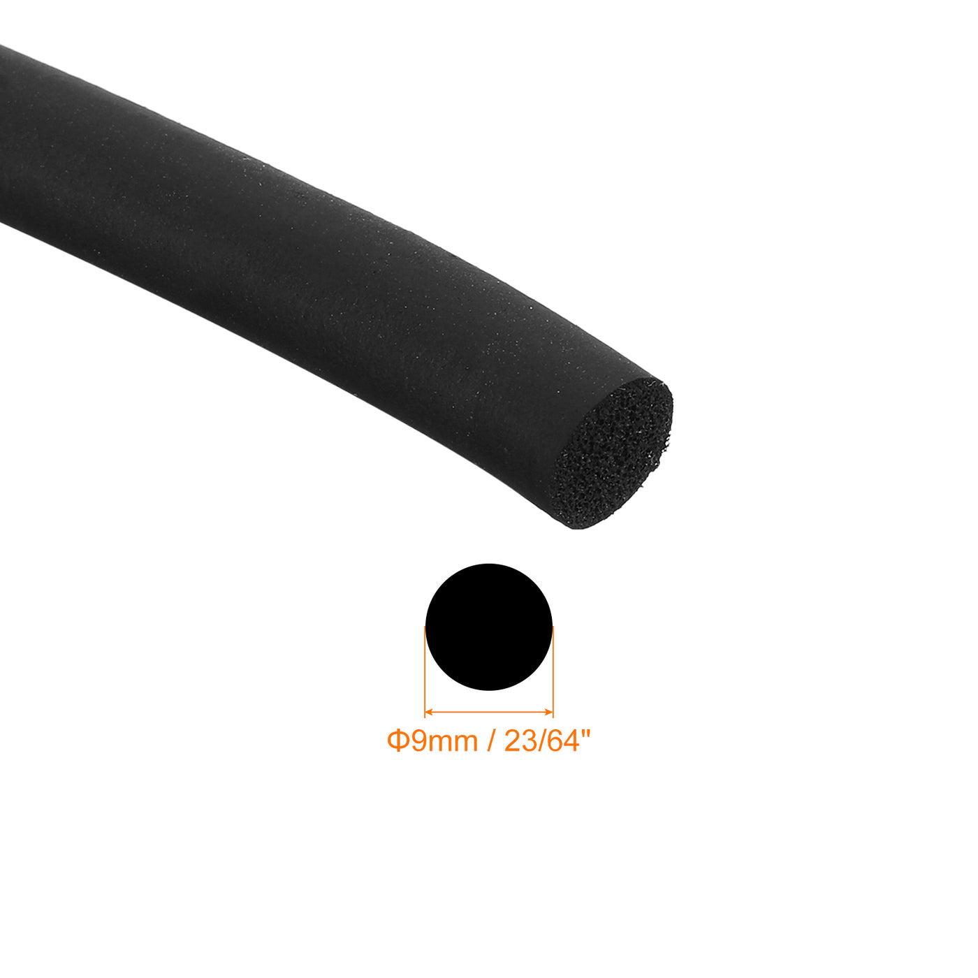 uxcell Uxcell Foam Rubber Weather Seal Strip, 9mm Diameter 2.5 Meters Long for DIY Gasket