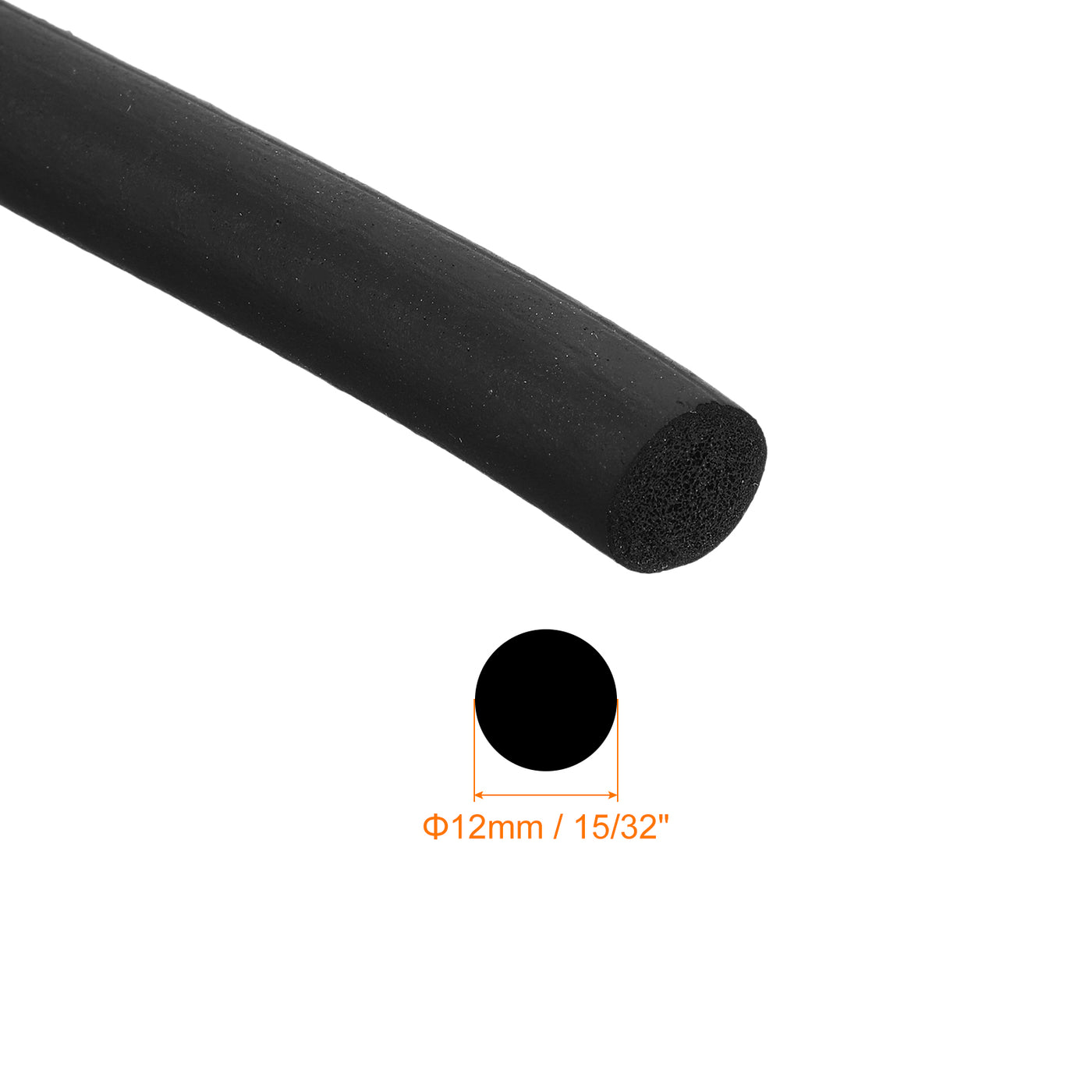 uxcell Uxcell Foam Rubber Weather Seal Strip, 12mm Diameter 2.5 Meters Long for DIY Gasket