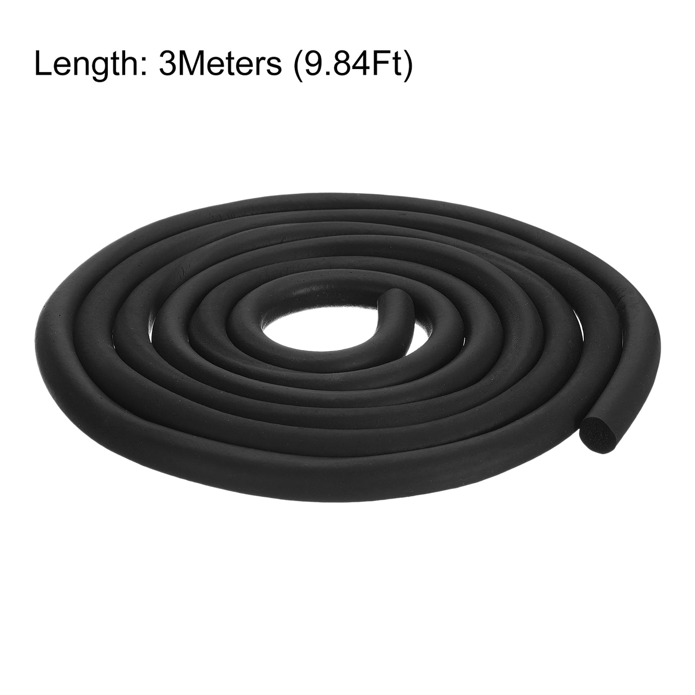 uxcell Uxcell Foam Rubber Weather Seal Strip, 15mm Diameter 3 Meters Long for DIY Gasket