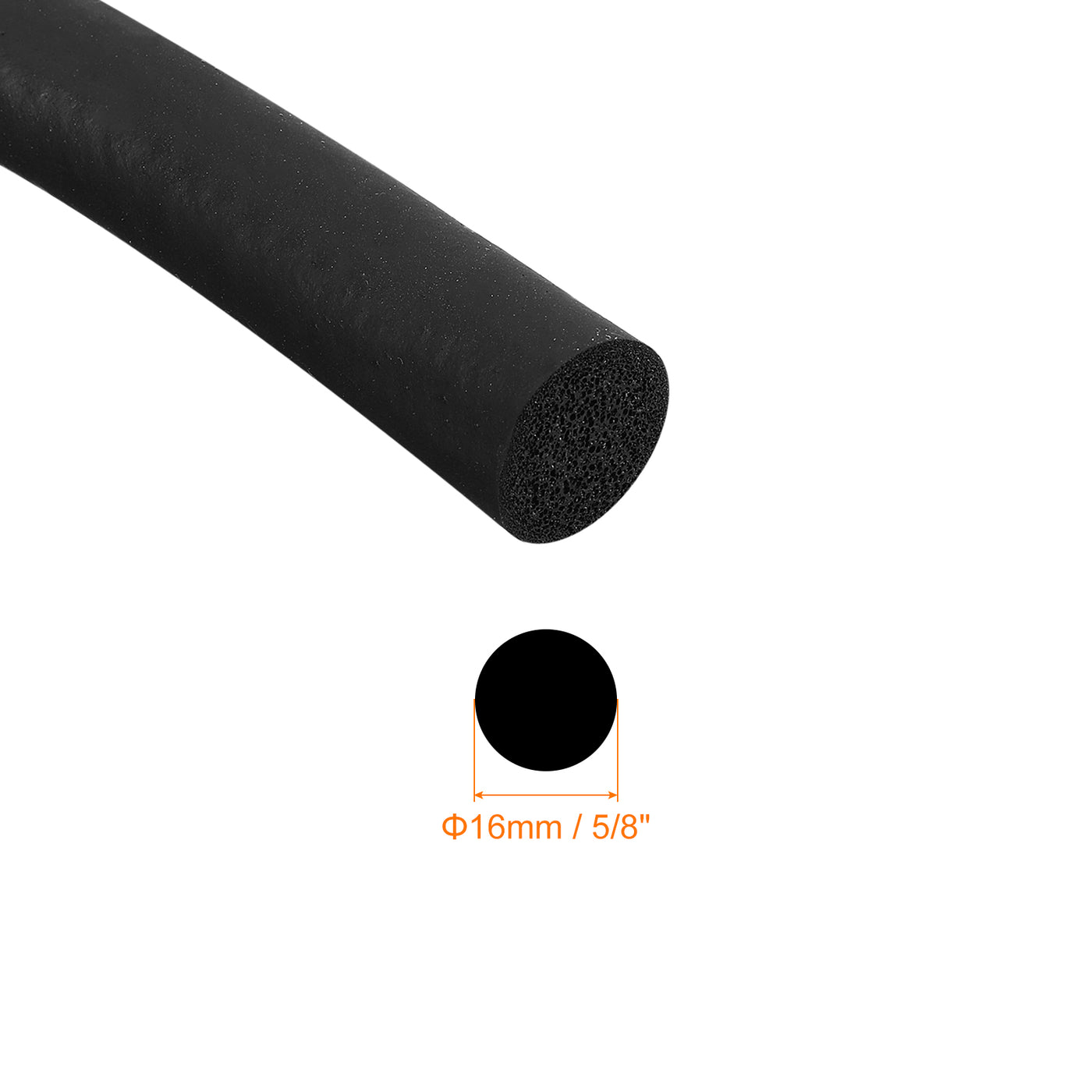 uxcell Uxcell Foam Rubber Weather Seal Strip, 16mm Diameter 3.5 Meters Long for DIY Gasket