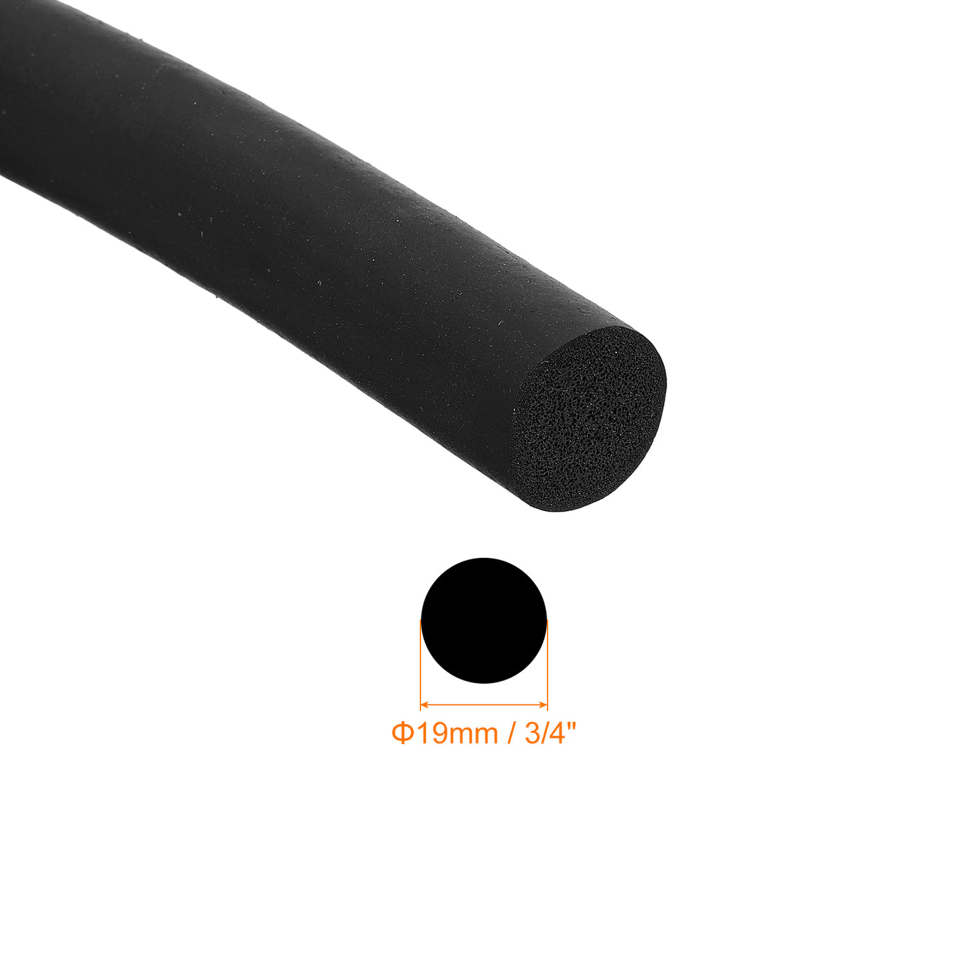 uxcell Uxcell Foam Rubber Weather Seal Strip, 19mm Diameter 1 Meters Long for DIY Gasket