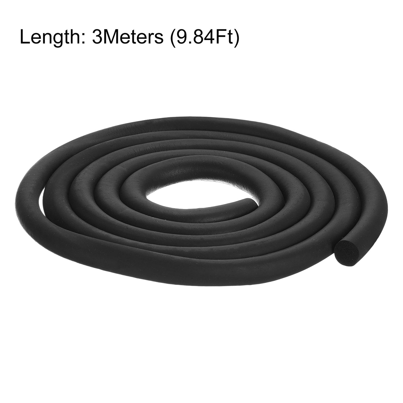 uxcell Uxcell Foam Rubber Weather Seal Strip, 19mm Diameter 3 Meters Long for DIY Gasket