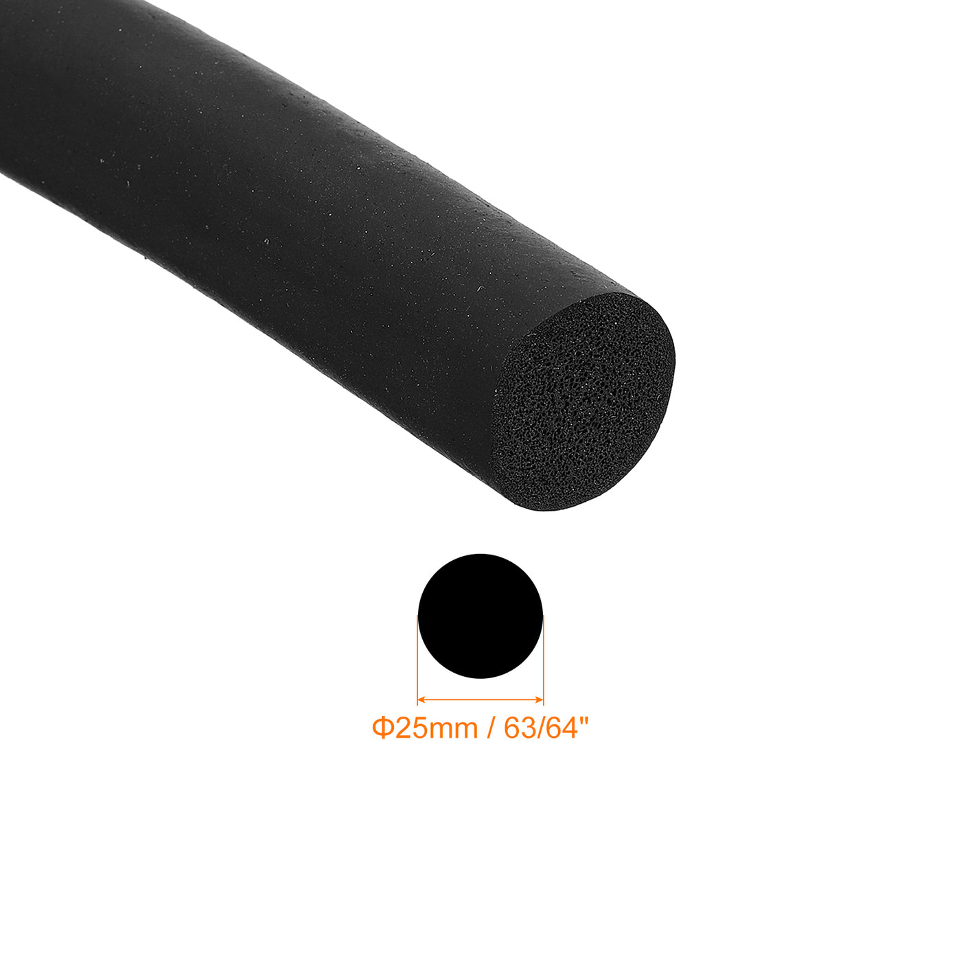 uxcell Uxcell Foam Rubber Weather Seal Strip, 25mm Diameter 2 Meters Long for DIY Gasket