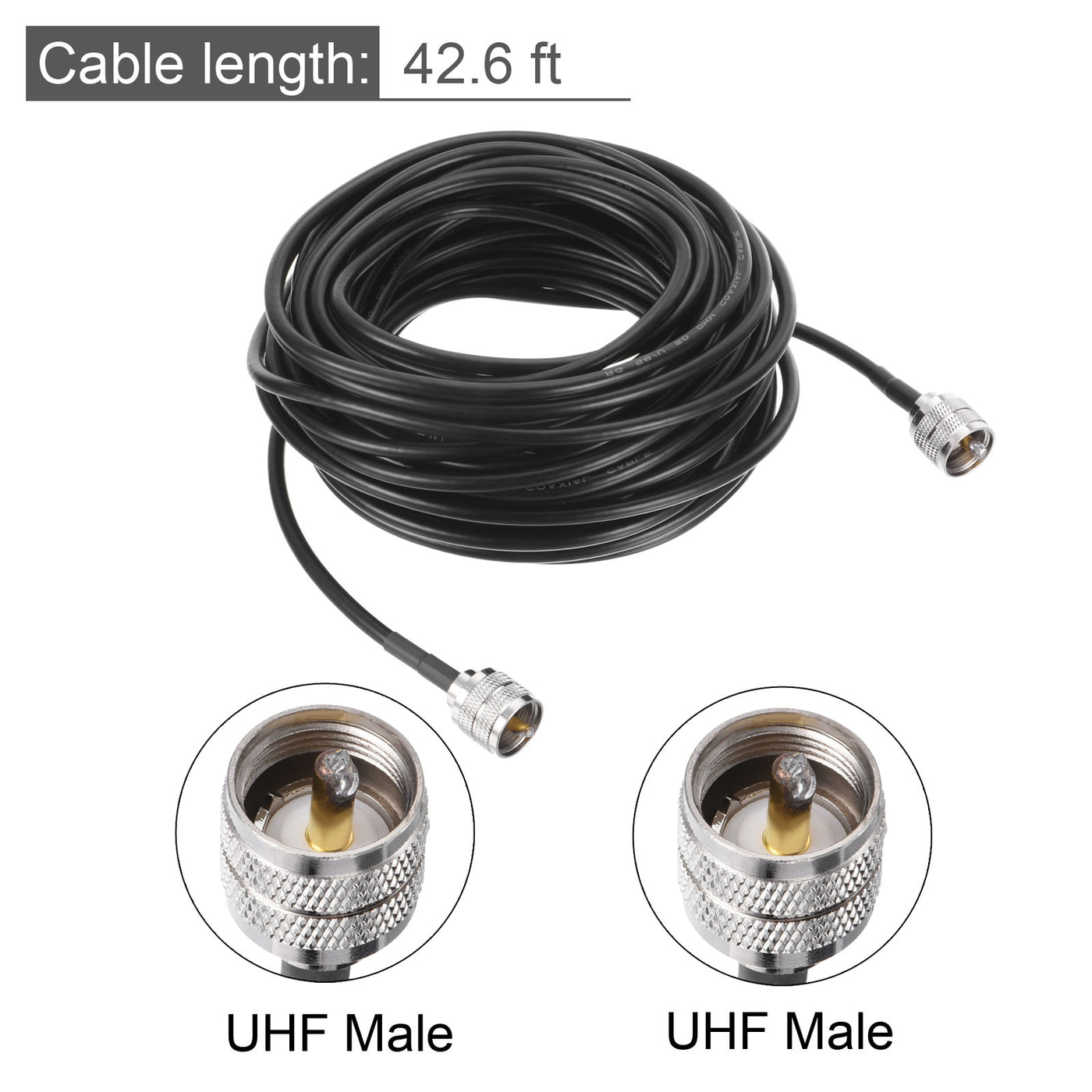 uxcell Uxcell RG58 RF Coax Cable UHF Male to UHF Male Antenna Cable 42.6 Ft