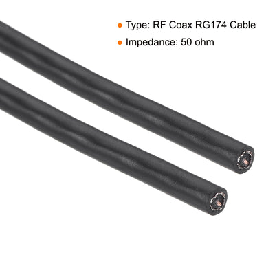 Harfington Uxcell RF Coaxial Cable RG174 Antenna Extension Cable 50 Ohm - 29.5 Feet