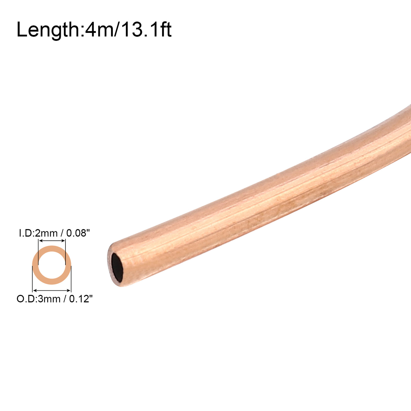 Harfington Copper Tube Refrigeration Tubing 1/8" OD x 5/64" ID x 13.1Ft Seamless Round Pipe Coil for Refrigerator, Freezer, Air Conditioner