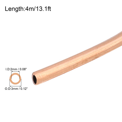 Harfington Copper Tube Refrigeration Tubing 1/8" OD x 5/64" ID x 13.1Ft Seamless Round Pipe Coil for Refrigerator, Freezer, Air Conditioner