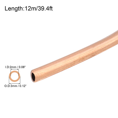 Harfington Copper Tube Refrigeration Tubing 1/8" OD x 5/64" ID x 39.4Ft Seamless Round Pipe Coil for Refrigerator, Freezer, Air Conditioner