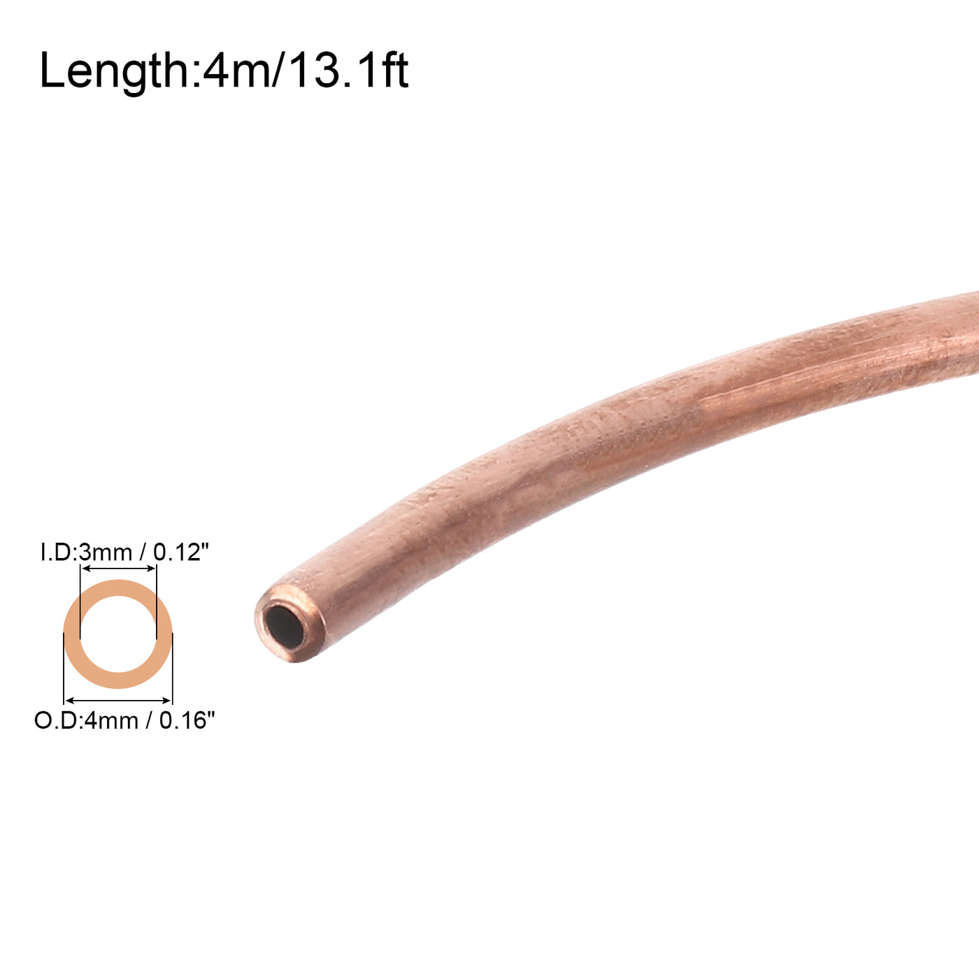 Harfington Copper Tube Refrigeration Tubing 5/32" OD x 1/8" ID x 13.1Ft Seamless Round Pipe Coil for Refrigerator, Freezer, Air Conditioner