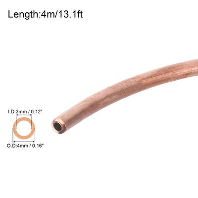 Harfington Copper Tube Refrigeration Tubing 5/32" OD x 1/8" ID x 13.1Ft Seamless Round Pipe Coil for Refrigerator, Freezer, Air Conditioner