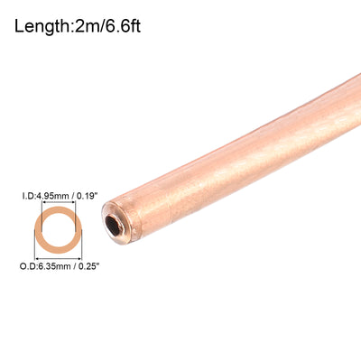 Harfington Copper Tube Refrigeration Tubing 1/4" OD x 3/16" ID x 6.6Ft Seamless Round Pipe Coil for Refrigerator, Freezer, Air Conditioner