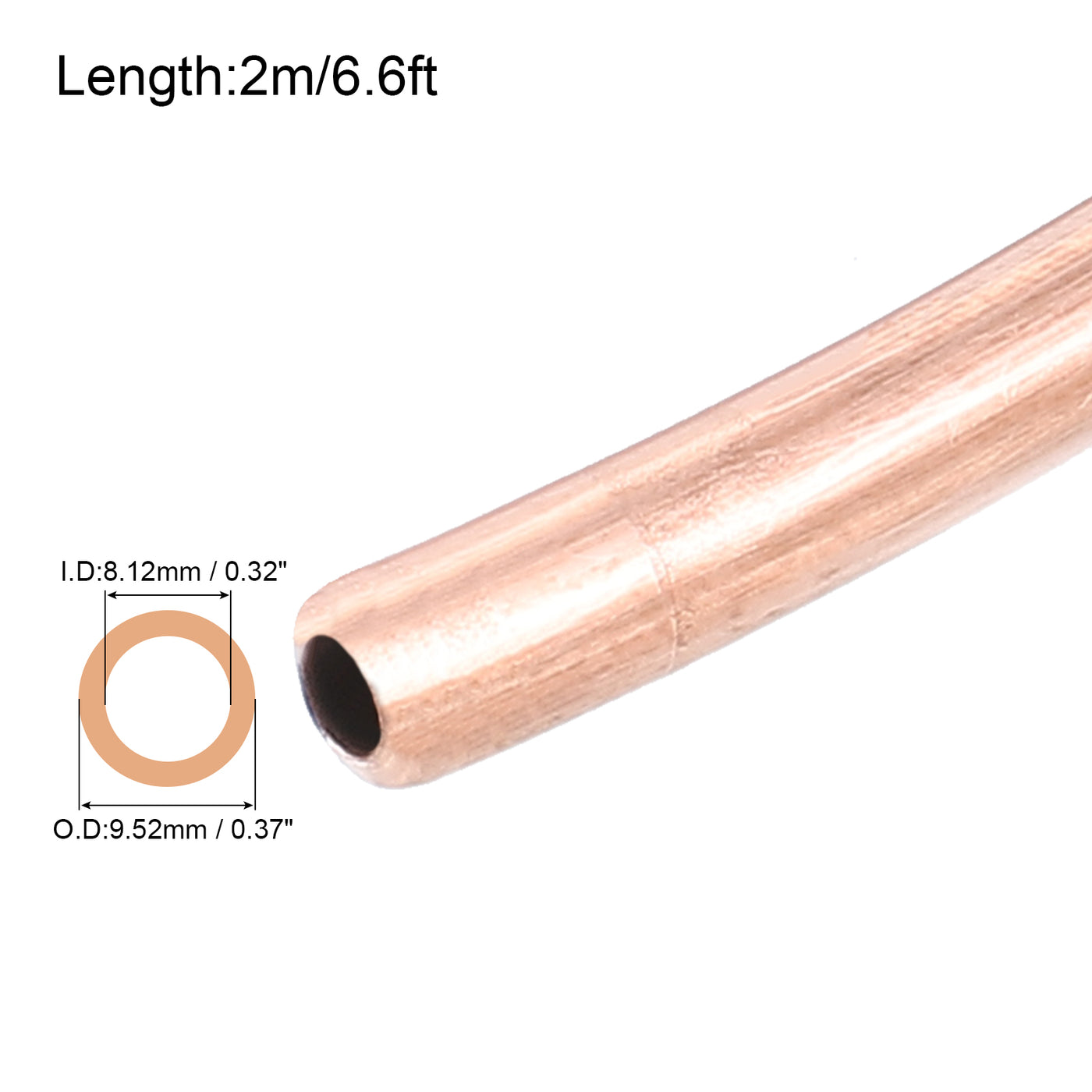 Harfington Copper Tube Refrigeration Tubing 3/8" OD x 5/16" ID x 3.3Ft Seamless Round Pipe Coil for Refrigerator, Freezer, Air Conditioner