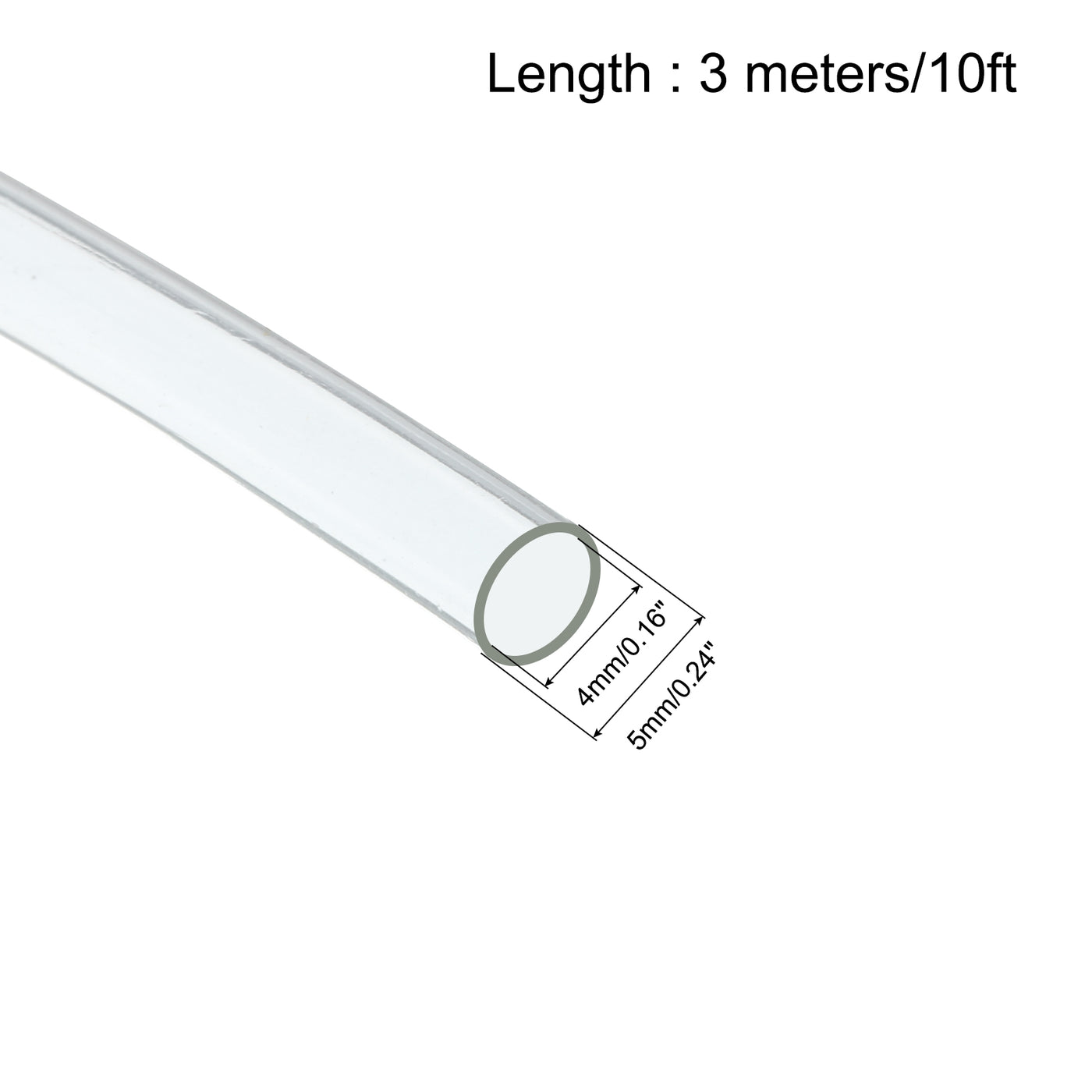 uxcell Uxcell Clear PVC Tube Wire Harness Tubing, 4mm ID 10ft Sleeve for Wire Sheathing Wire Protection