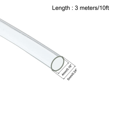 Harfington Uxcell Clear PVC Tube Wire Harness Tubing, 4mm ID 10ft Sleeve for Wire Sheathing Wire Protection