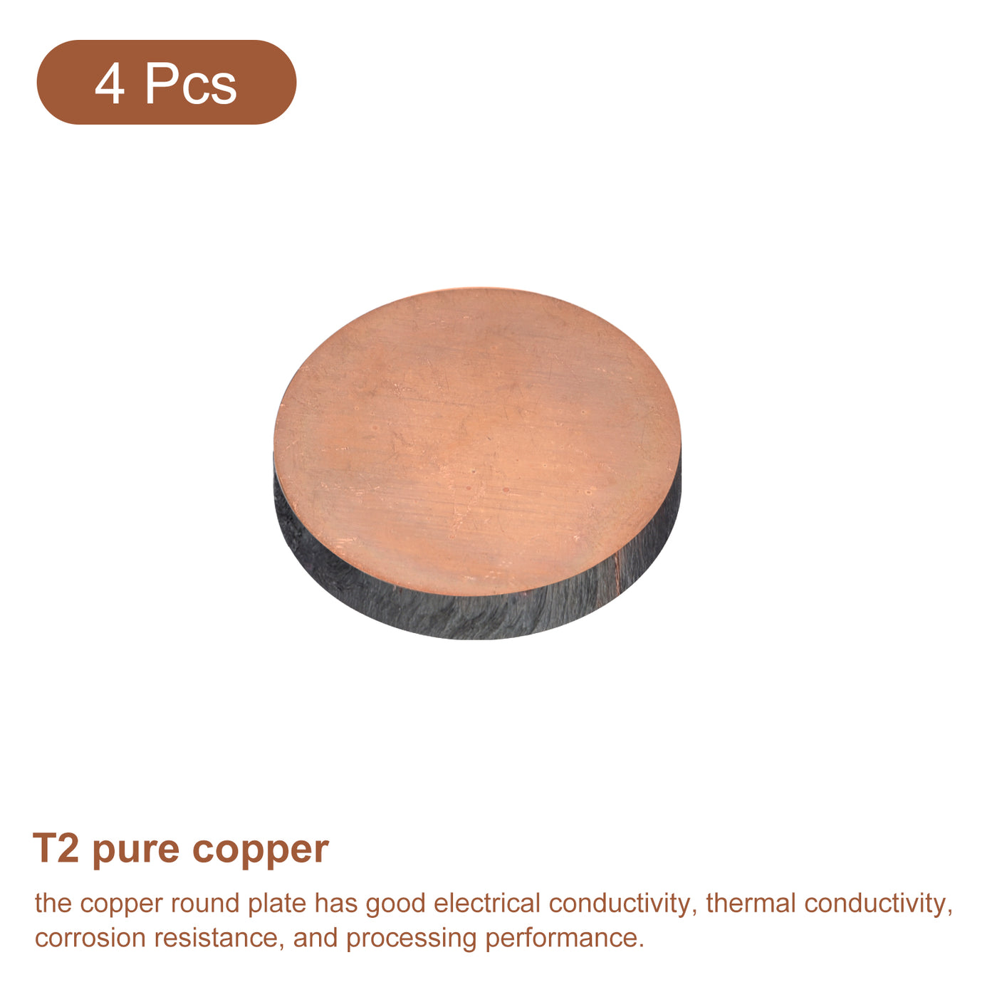 uxcell Uxcell Pure Copper Sheet, 4pcs 5/8" x 0.2" 4 Gauge T2 Copper Metal Round Plate